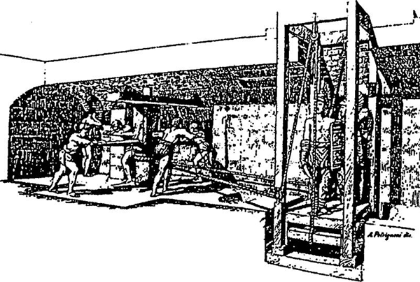 Лифт в древнем Риме, подъем гладиаторов